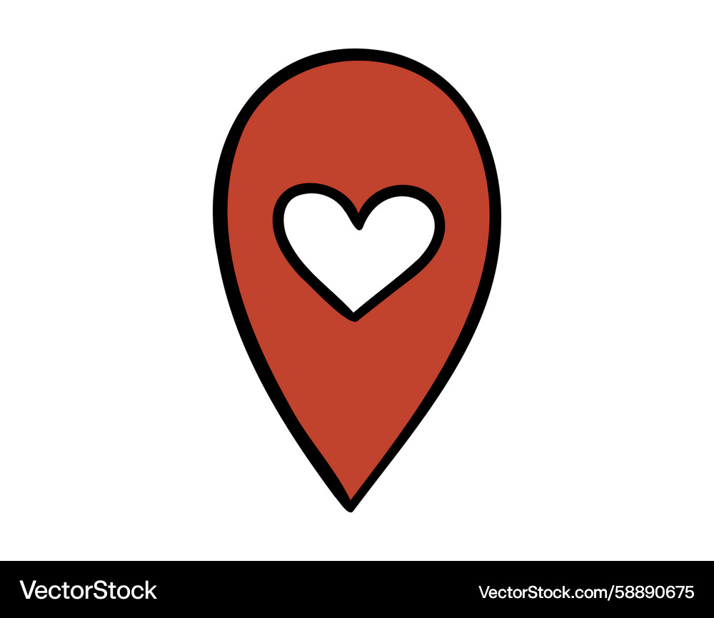 Heart Pointer Map Icon Doodle Vector Image