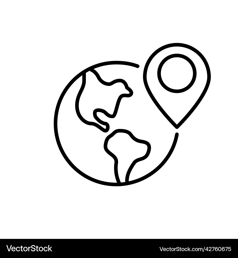 Location map pointer on the globe pixel perfect vector image