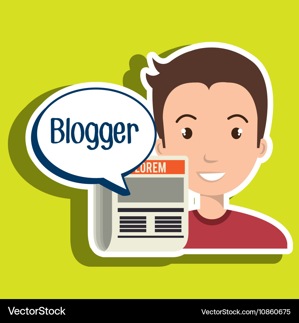 Man cartoon blogger web Vector Image