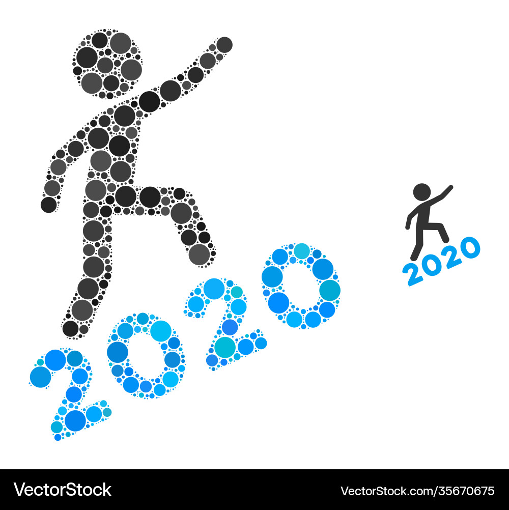 Man climbing 2020 mosaic round points Man climbing 2020 mosaic round points Vector Image