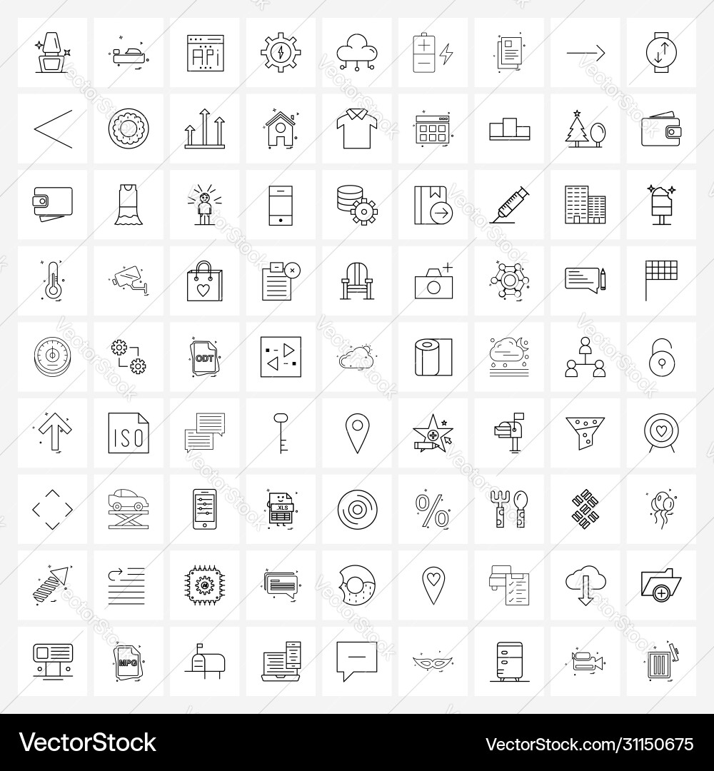 Modern style set 81 line pictograph grid based Vector Image