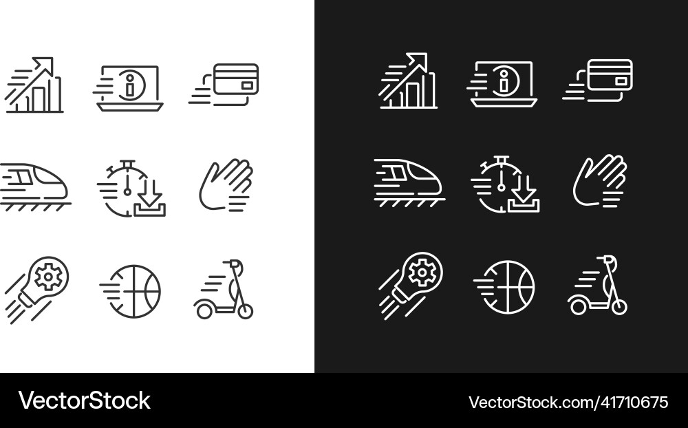 Moving objects pixel perfect linear icons set Moving objects pixel perfect linear icons set vector image