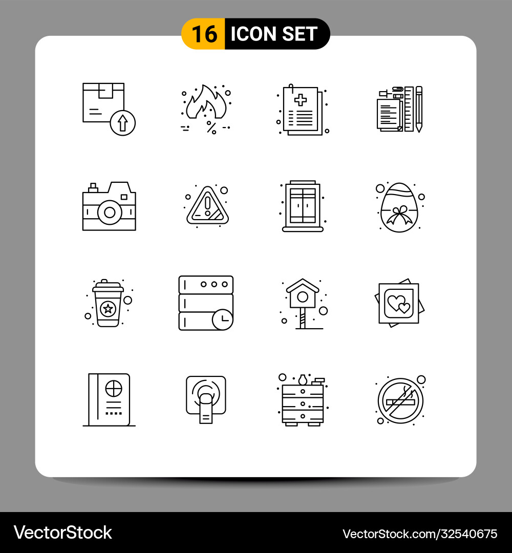 Pictograph set 16 simple outlines notepad Vector Image