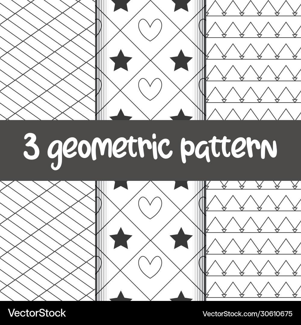Set 3 simple ornament seamless patterns use Set 3 simple ornament seamless patterns use vector image