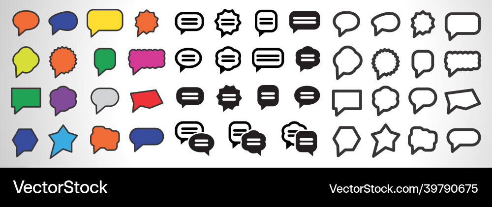 Speech bubble icon collection set of thought Speech bubble icon collection set of thought vector image