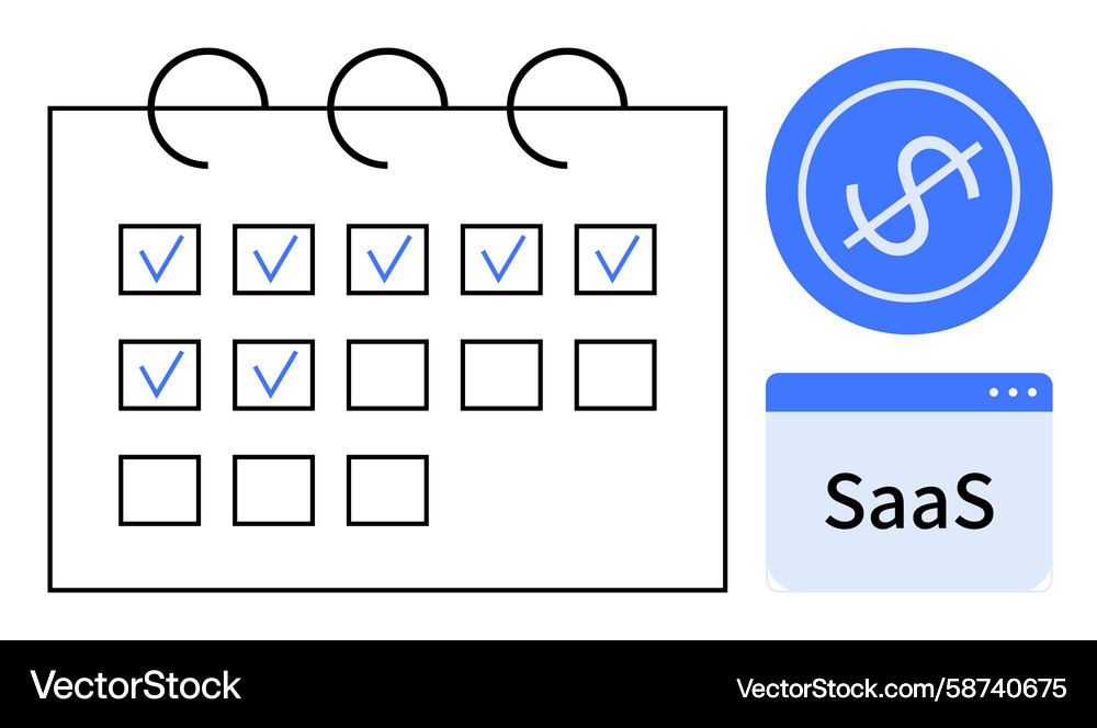 Subscription-based software payment with calendar Vector Image