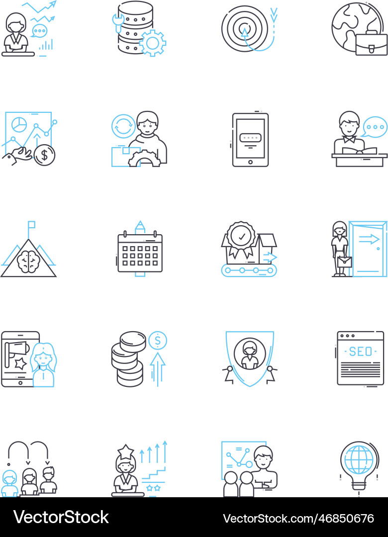 Asset preservation linear icons set security Asset preservation linear icons set security vector image