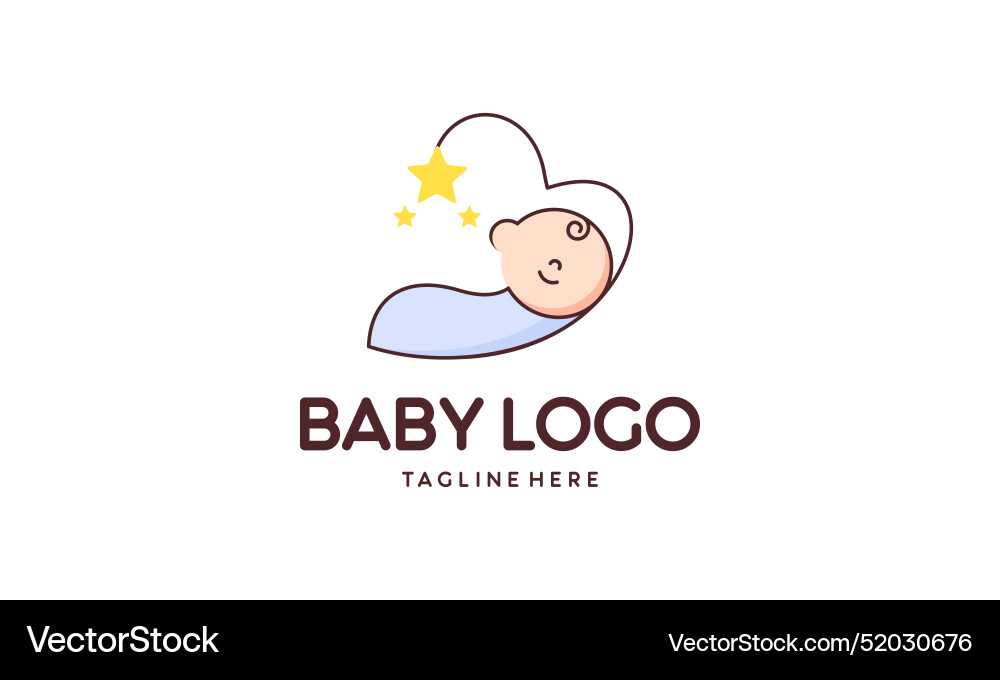 Baby Maskottchen-Logo schlafen Liebe Mutter bequem Baby Maskottchen-Logo schlafen Liebe Mutter bequem vektorbild