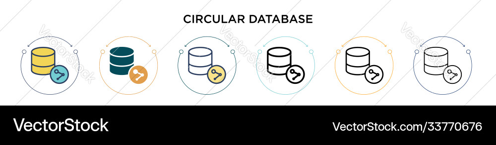 Circular database icon in filled thin line Circular database icon in filled thin line vector image