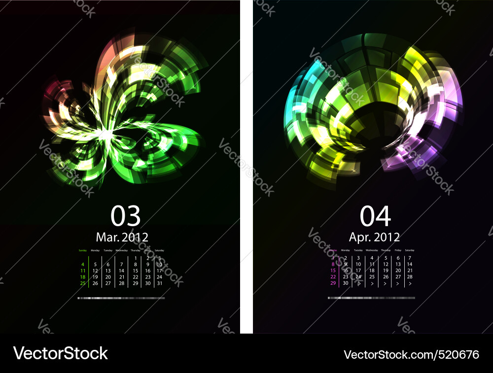 Dynamic Calendar Set Vector Image