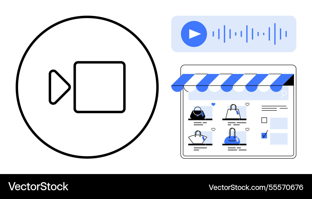 E-commerce interface with play button voice E-commerce interface with play button voice vector image