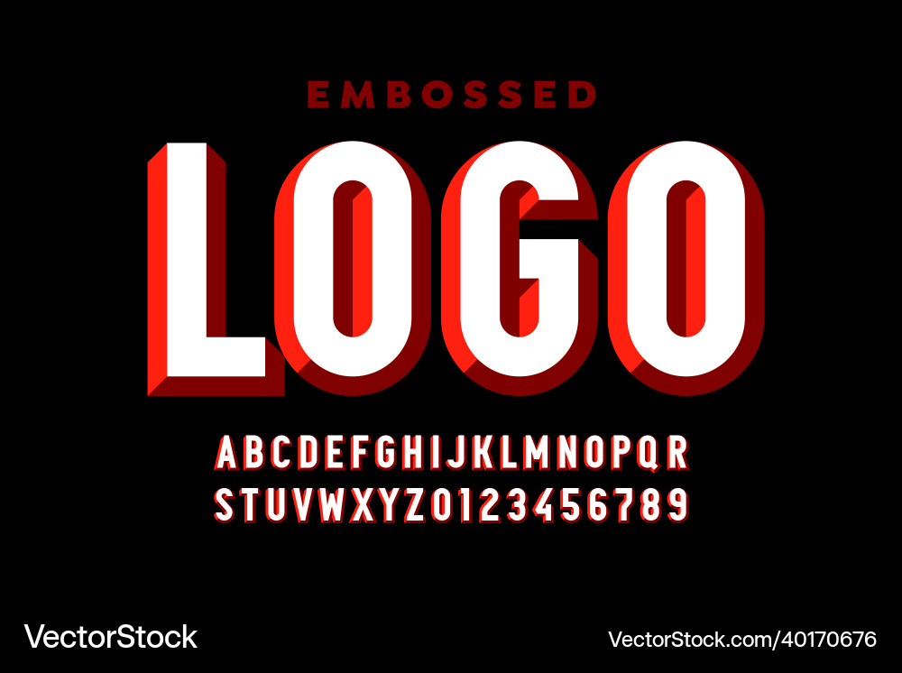 Embossed Font - 3D Style vector image