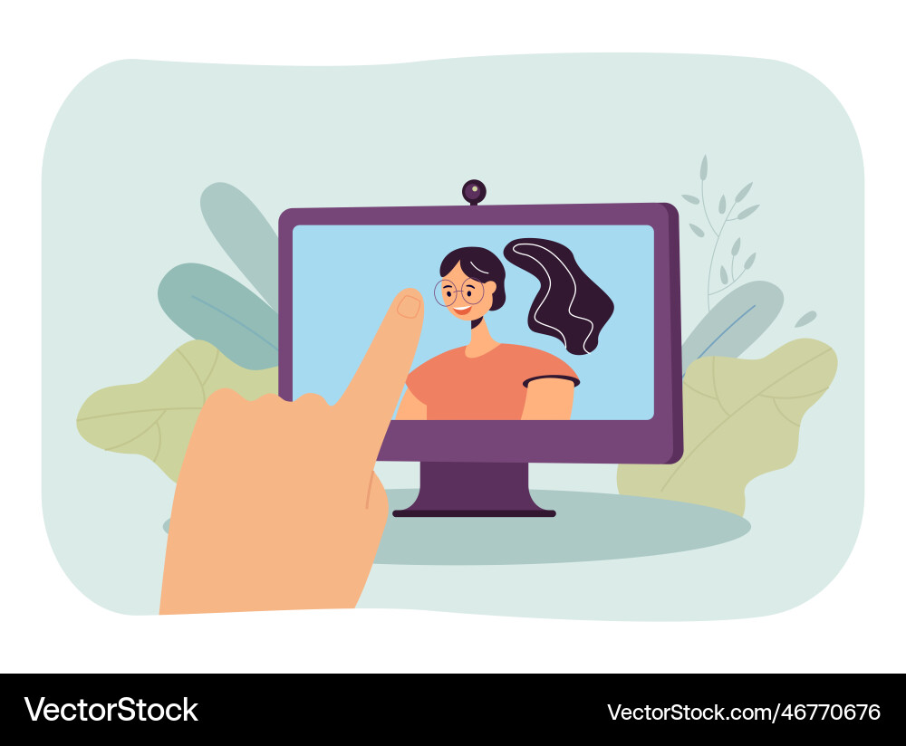 Hand Pointing at Computer Screen vector image