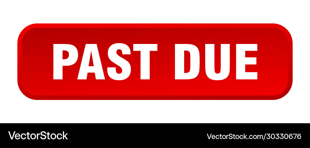 Past due button square 3d push Vector Image