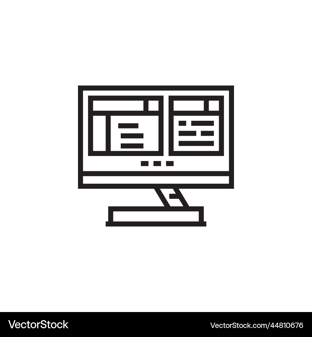 Pc desktop icon computer component outline Pc desktop icon computer component outline vector image