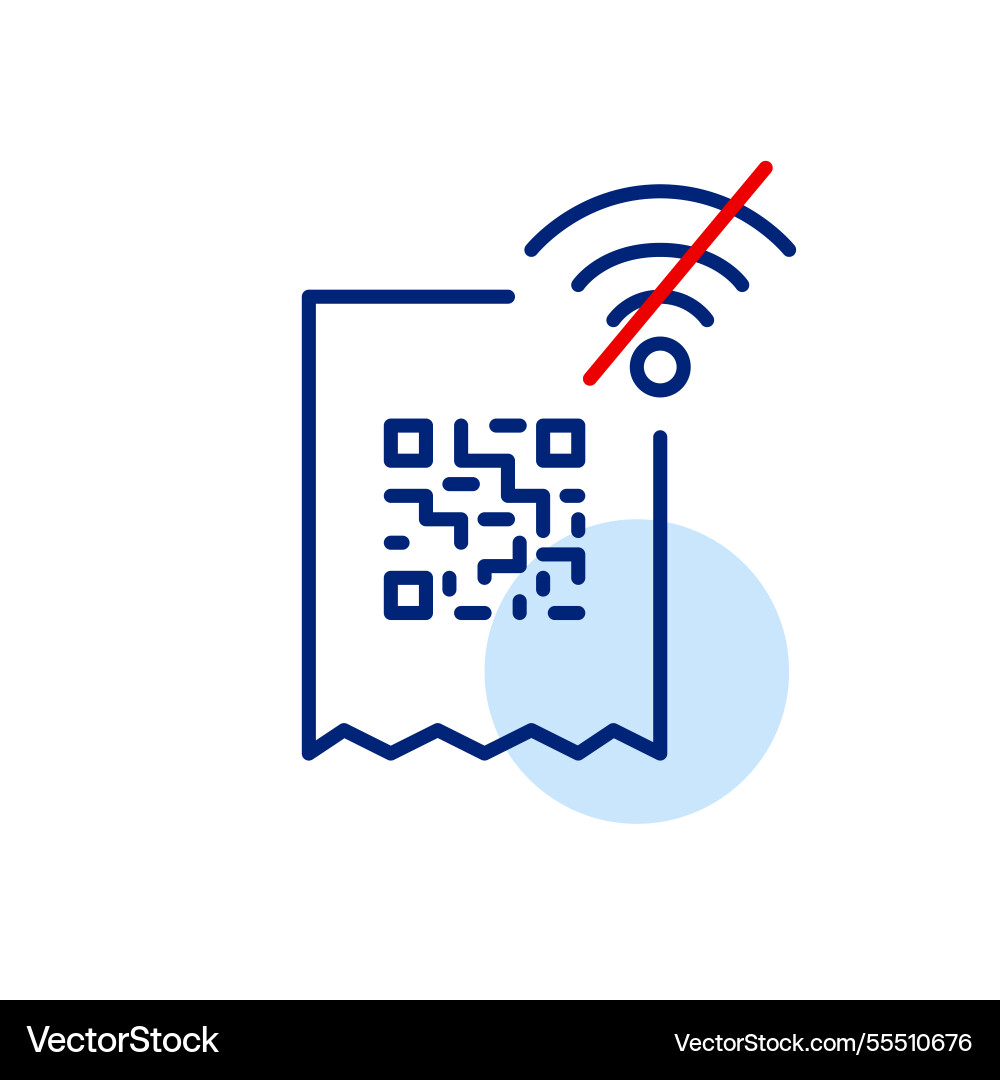 Qr-code on receipt and no wi-fi symbol data Qr-code on receipt and no wi-fi symbol data vector image