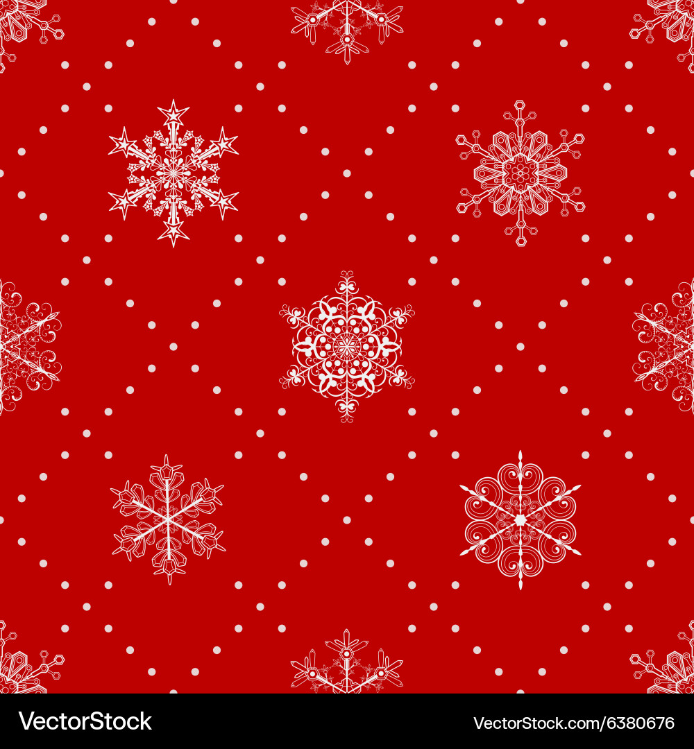 Red Snowflake Seamless Pattern Vector Image