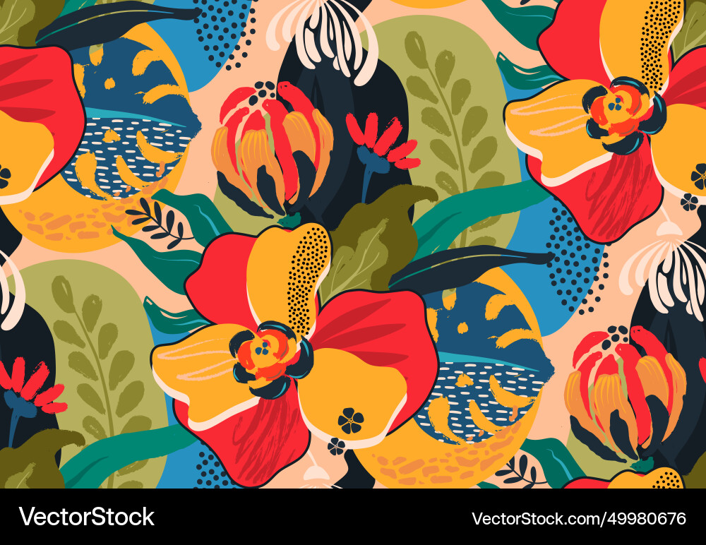 Seamless pattern with bright flowers Seamless pattern with bright flowers vector image