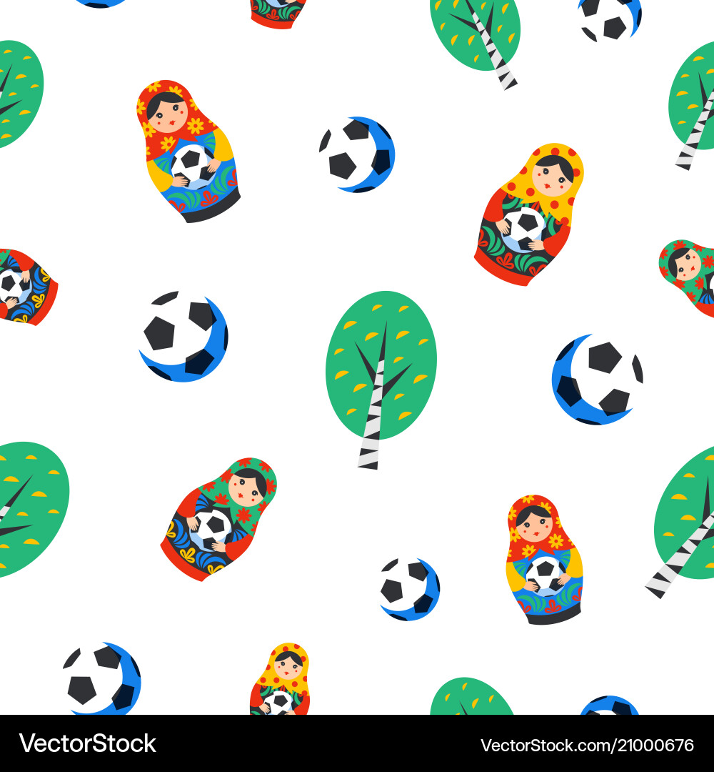 Seamless pattern with russian matrioshka birch Seamless pattern with russian matrioshka birch vector image