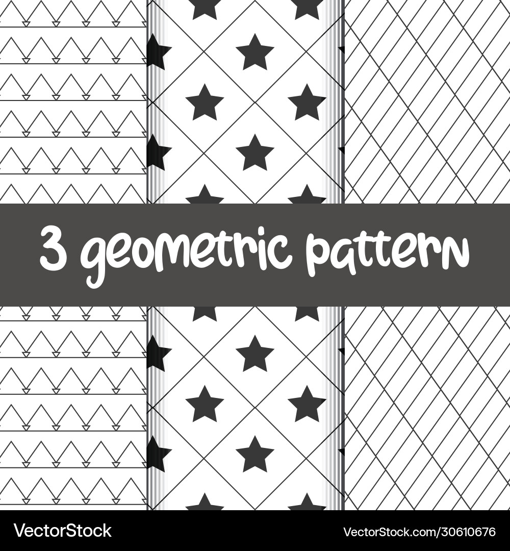 Set 3 simple ornament seamless patterns use Set 3 simple ornament seamless patterns use vector image
