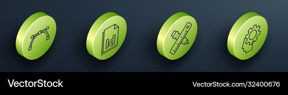 Set isometric bezier curve id file document Set isometric bezier curve id file document vector image