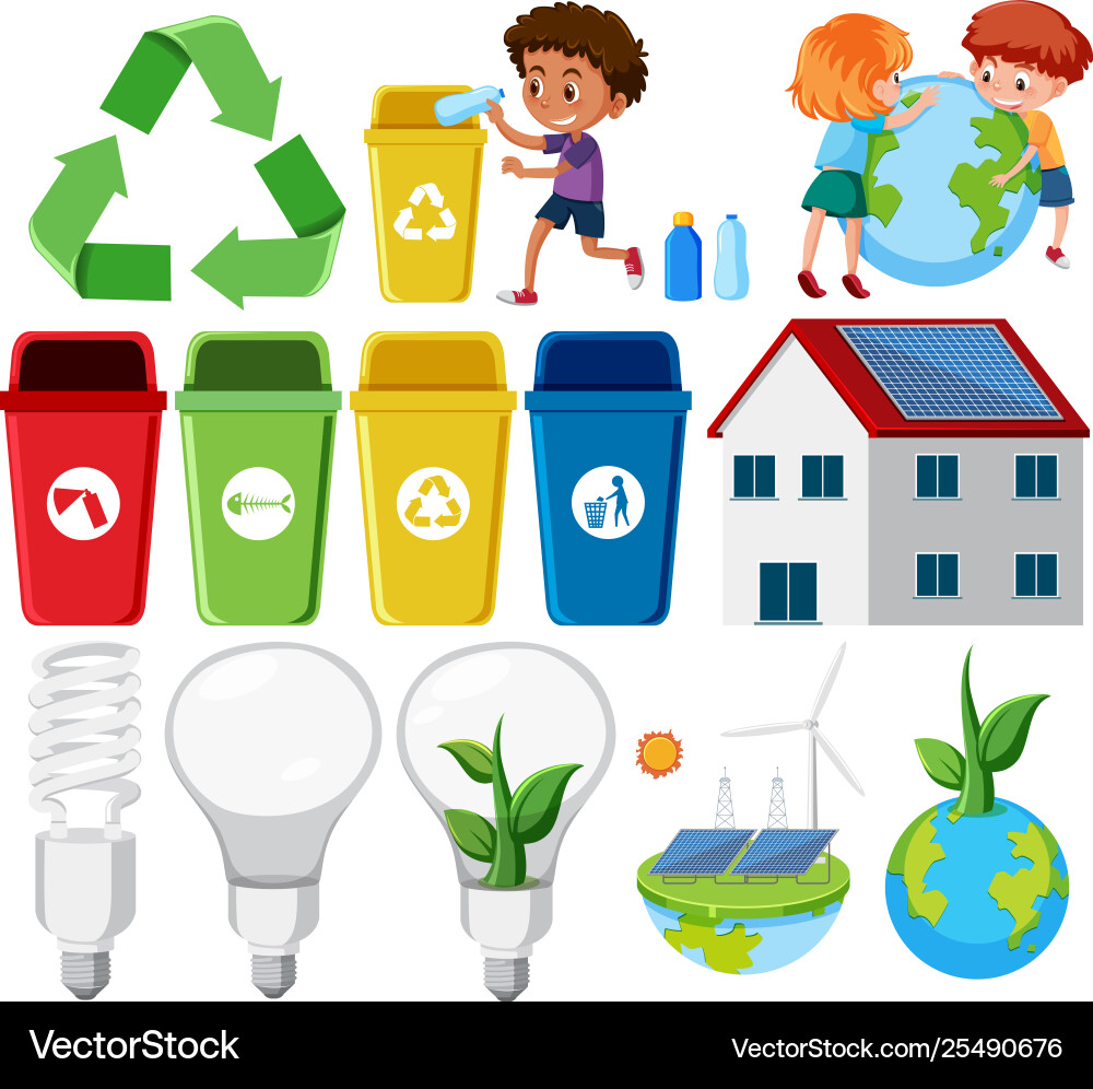 Set recycle element vector image