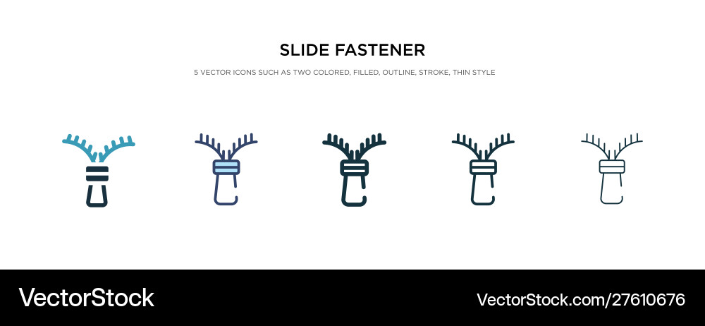 Slide fastener icon in different style two vector image
