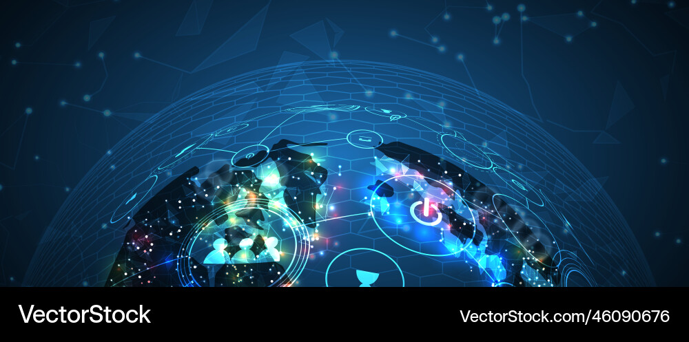 Technology data background idea of global Technology data background idea of global vector image