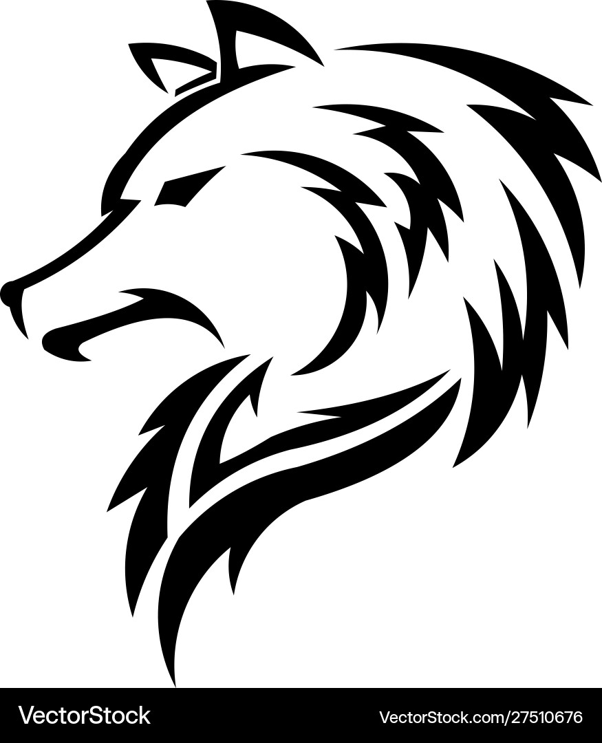Wolf bolt emblem mascot head silhouette Vector Image