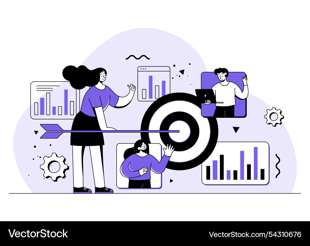 Workflow Management Teamwork Online Business Vector Image