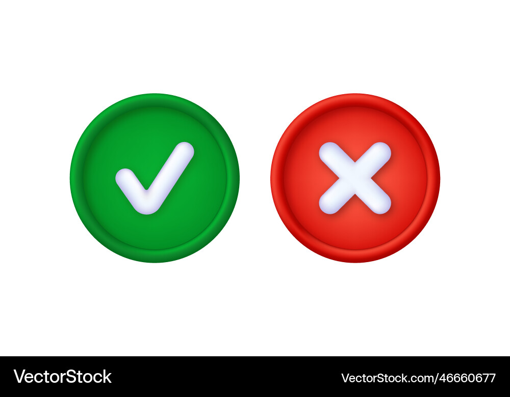 3d check and cross marks Vector Image