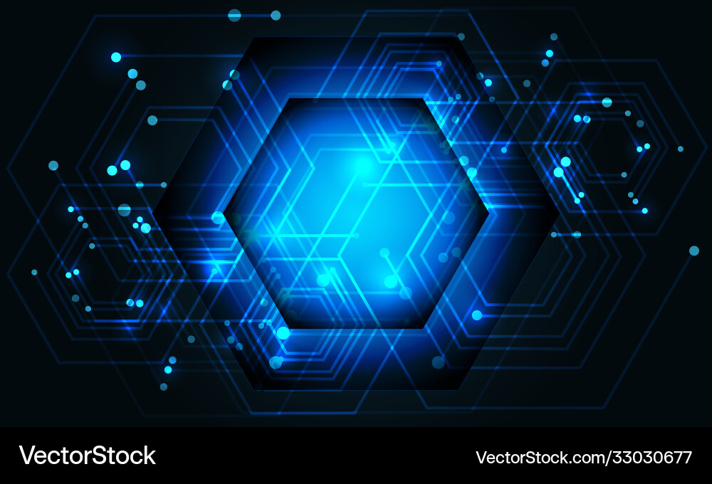 Abstract blue hexagon line circuit power data Abstract blue hexagon line circuit power data Vector Image