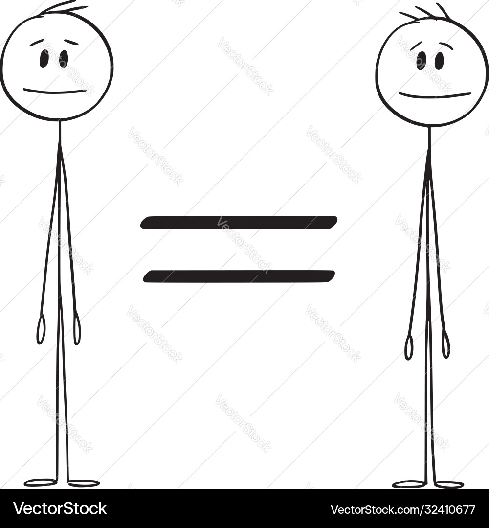 Cartoon two men and sign equation or equal Cartoon two men and sign equation or equal vector image