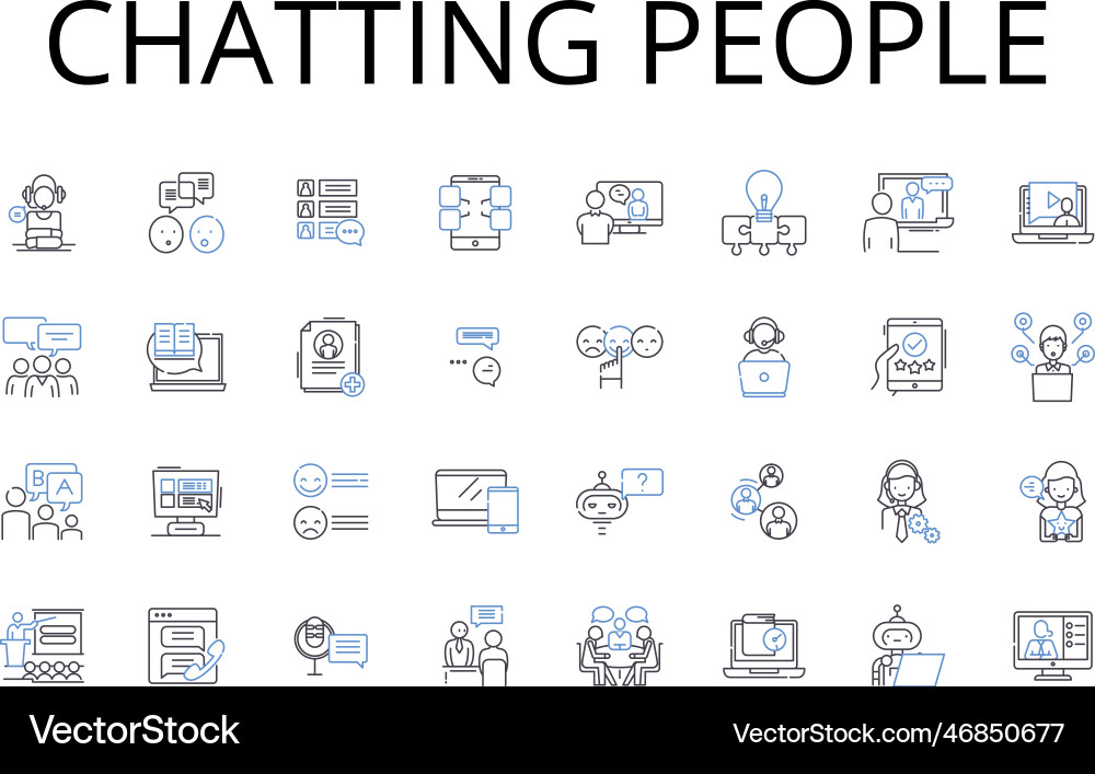 Chatting people line icons collection talking Chatting people line icons collection talking vector image