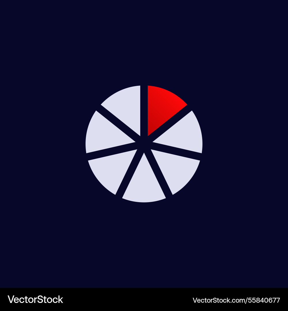 Circular chart with highlighted red segment vector image