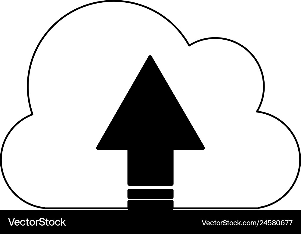 Cloud computing upload in black and white Vector Image