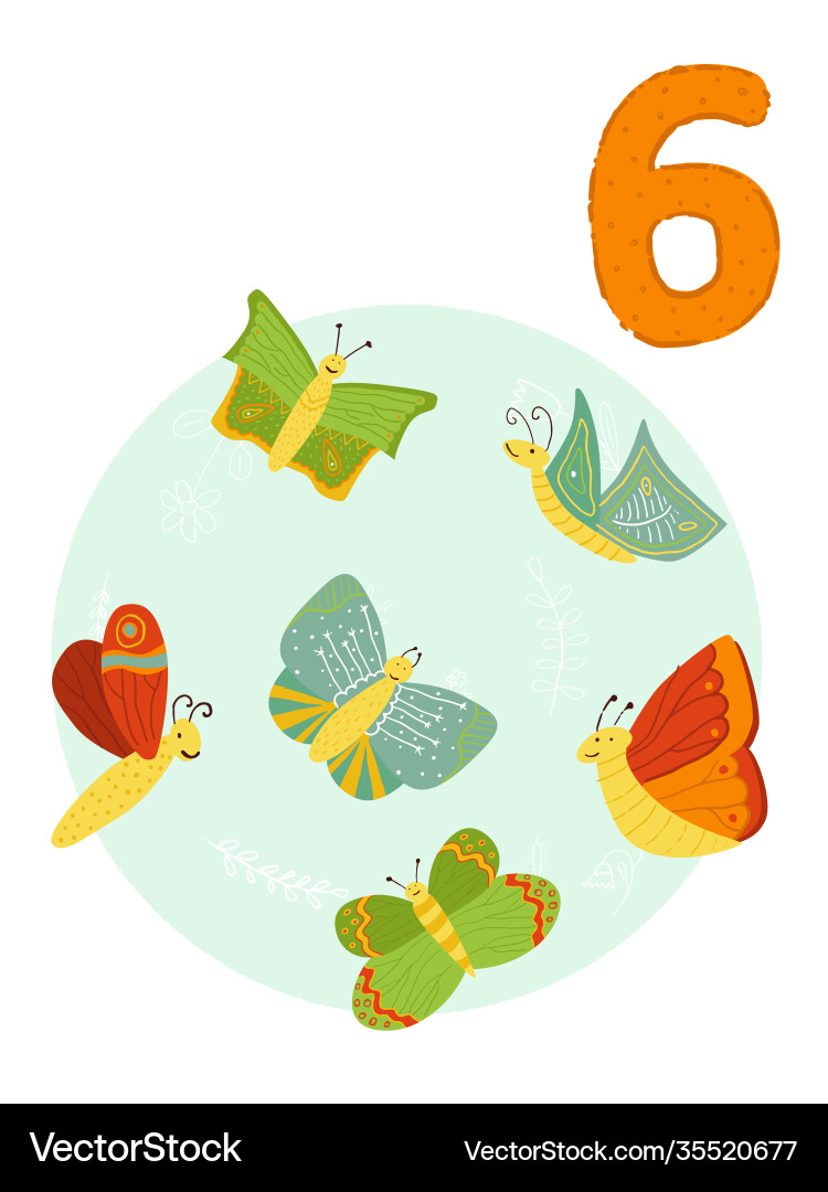 Counting from 1 to 10 number 6 page with colorful Counting from 1 to 10 number 6 page with colorful vector image