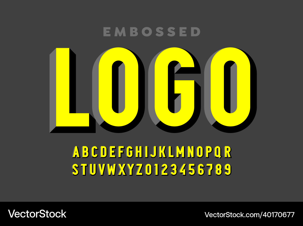 Embossed Font - 3D Style vector image