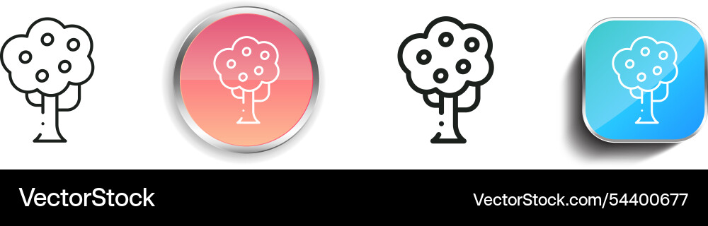 Fruit tree icon thin linear regular and button Fruit tree icon thin linear regular and button Vector Image