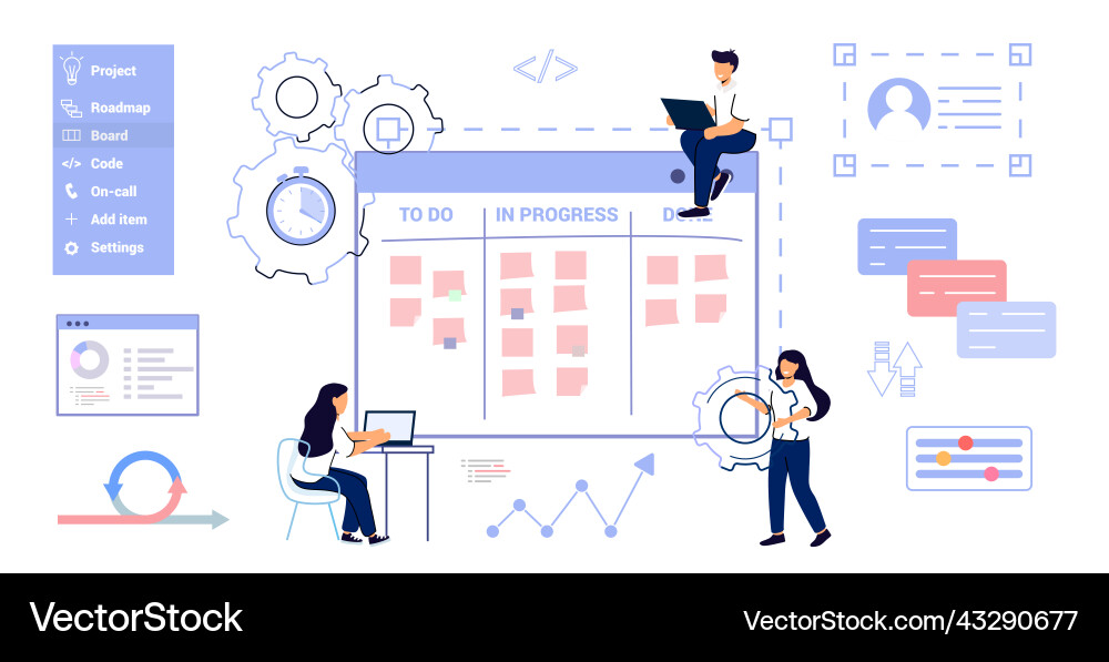 Kanban software development outline concept agile Kanban software development outline concept agile vector image