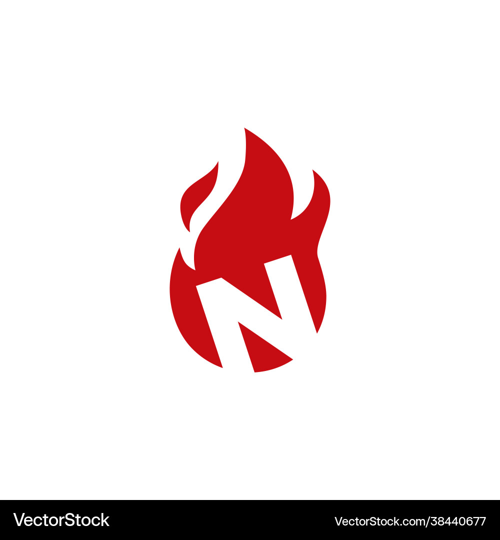 N letter fire flame logo icon N letter fire flame logo icon vector image