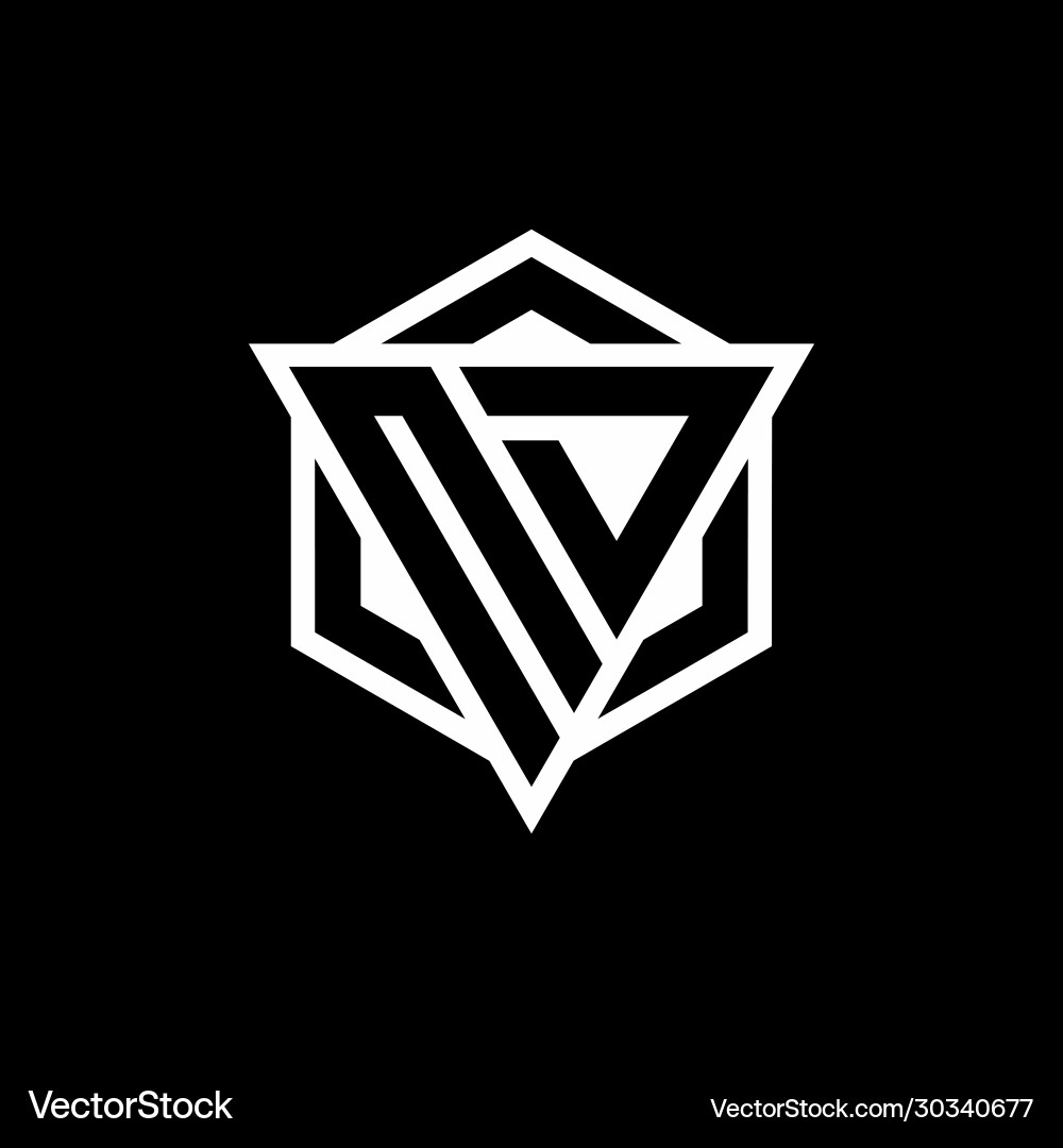 Nd logo monogram with triangle and hexagon shape Vector Image