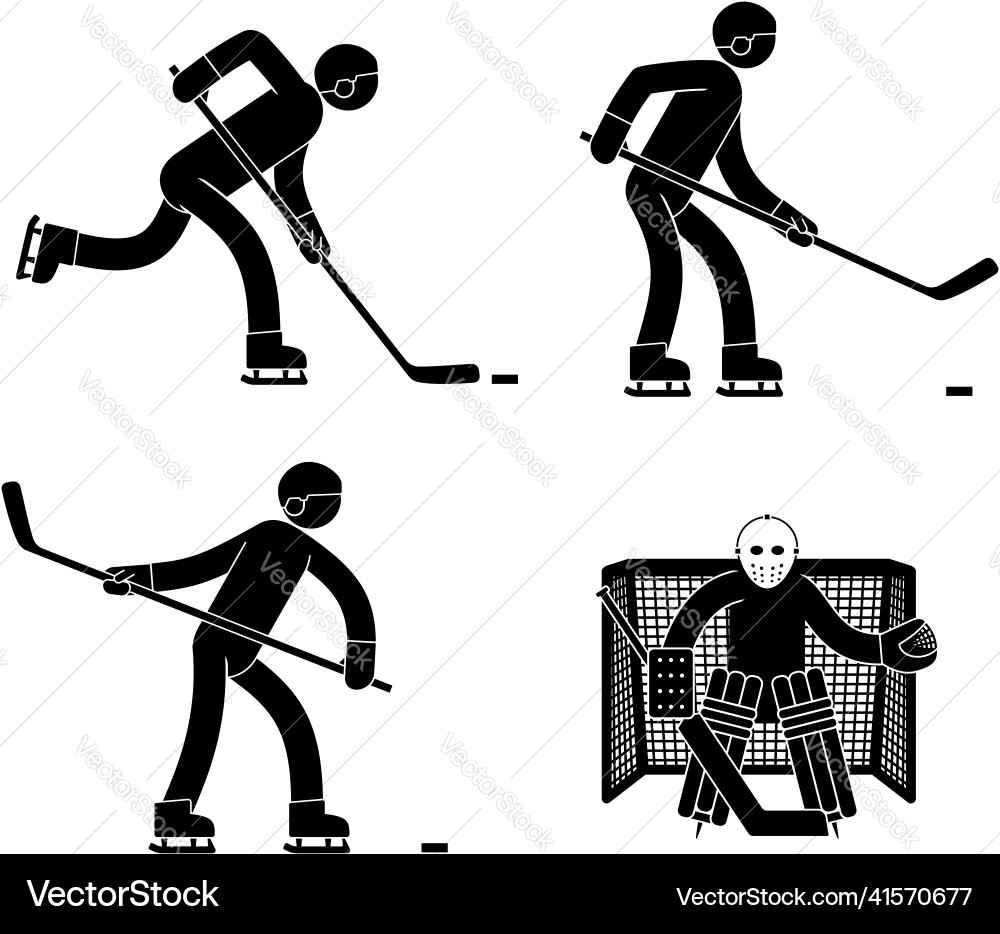 Pictogram man is a hockey player and goalkeeper Pictogram man is a hockey player and goalkeeper vector image