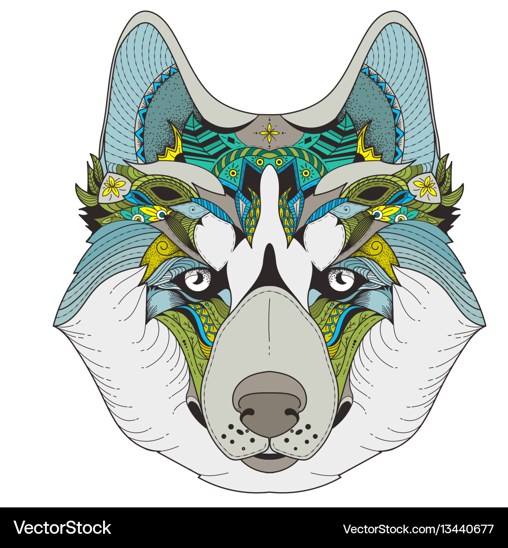 Poster with zenart patterned husky Poster with zenart patterned husky vector image