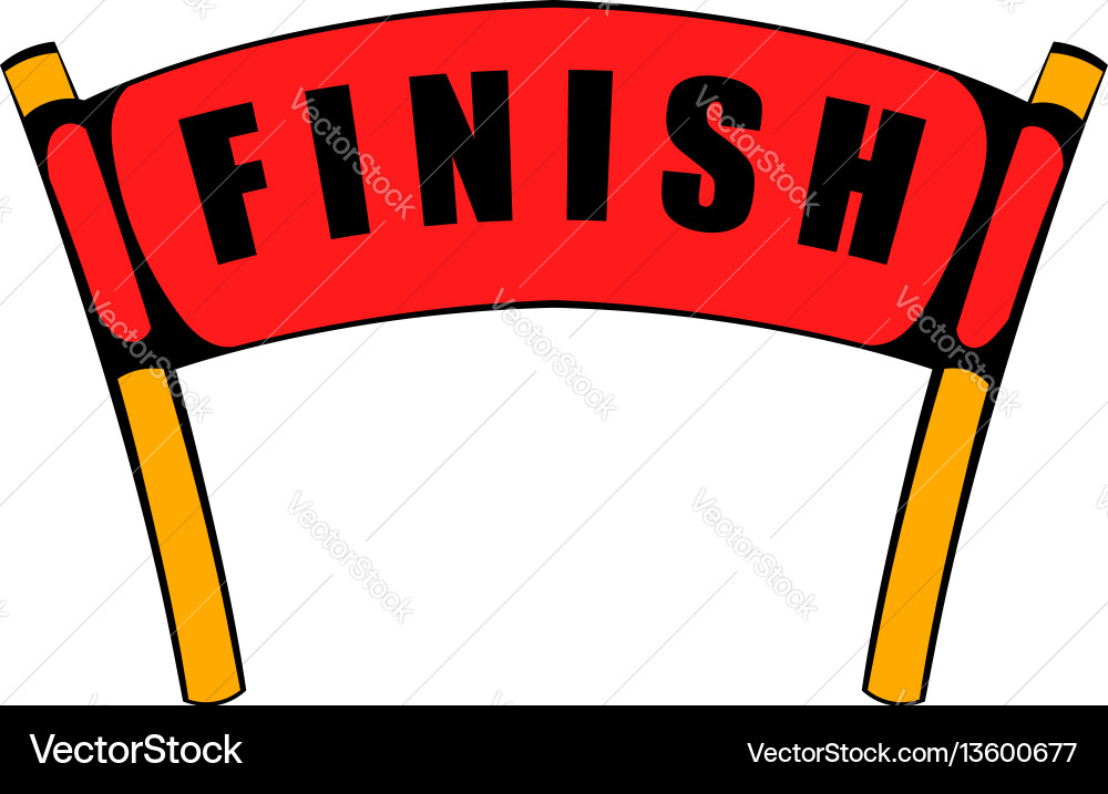 Red ribbon in finishing line icon cartoon Red ribbon in finishing line icon cartoon vector image