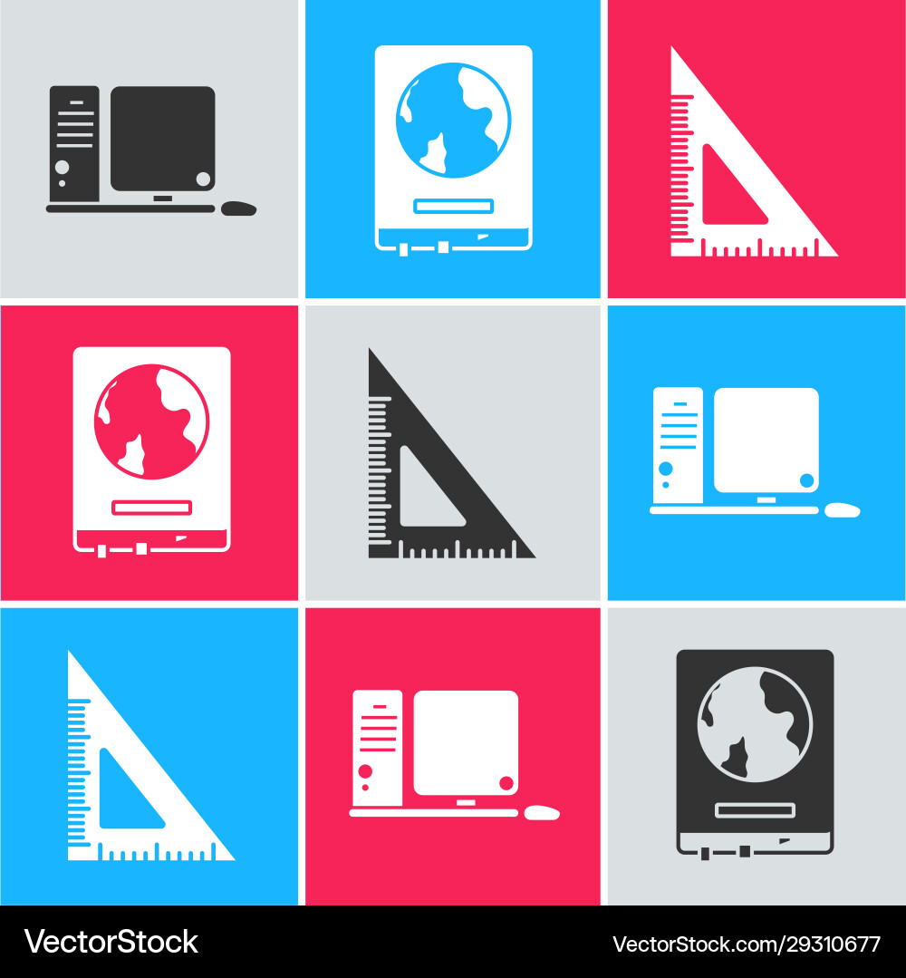 Set computer monitor with keyboard and mouse Set computer monitor with keyboard and mouse vector image
