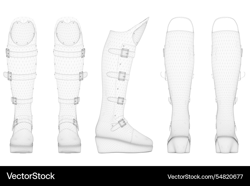 Set with a wireframe of high boots clasps Vector Image