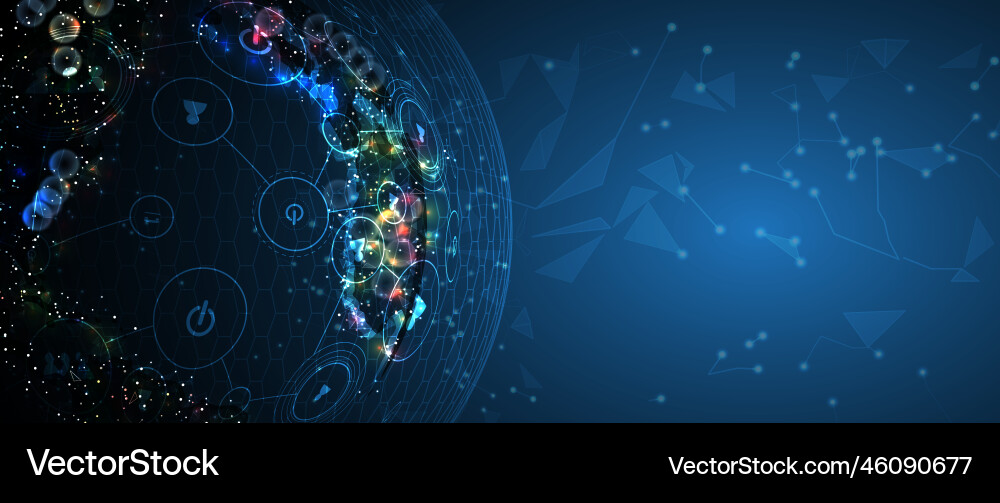 Technology data background idea of global Technology data background idea of global vector image