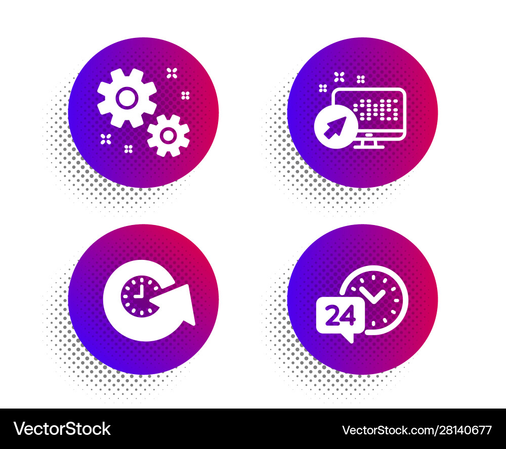 Update time work and web system icons set 24h Update time work and web system icons set 24h Vector Image
