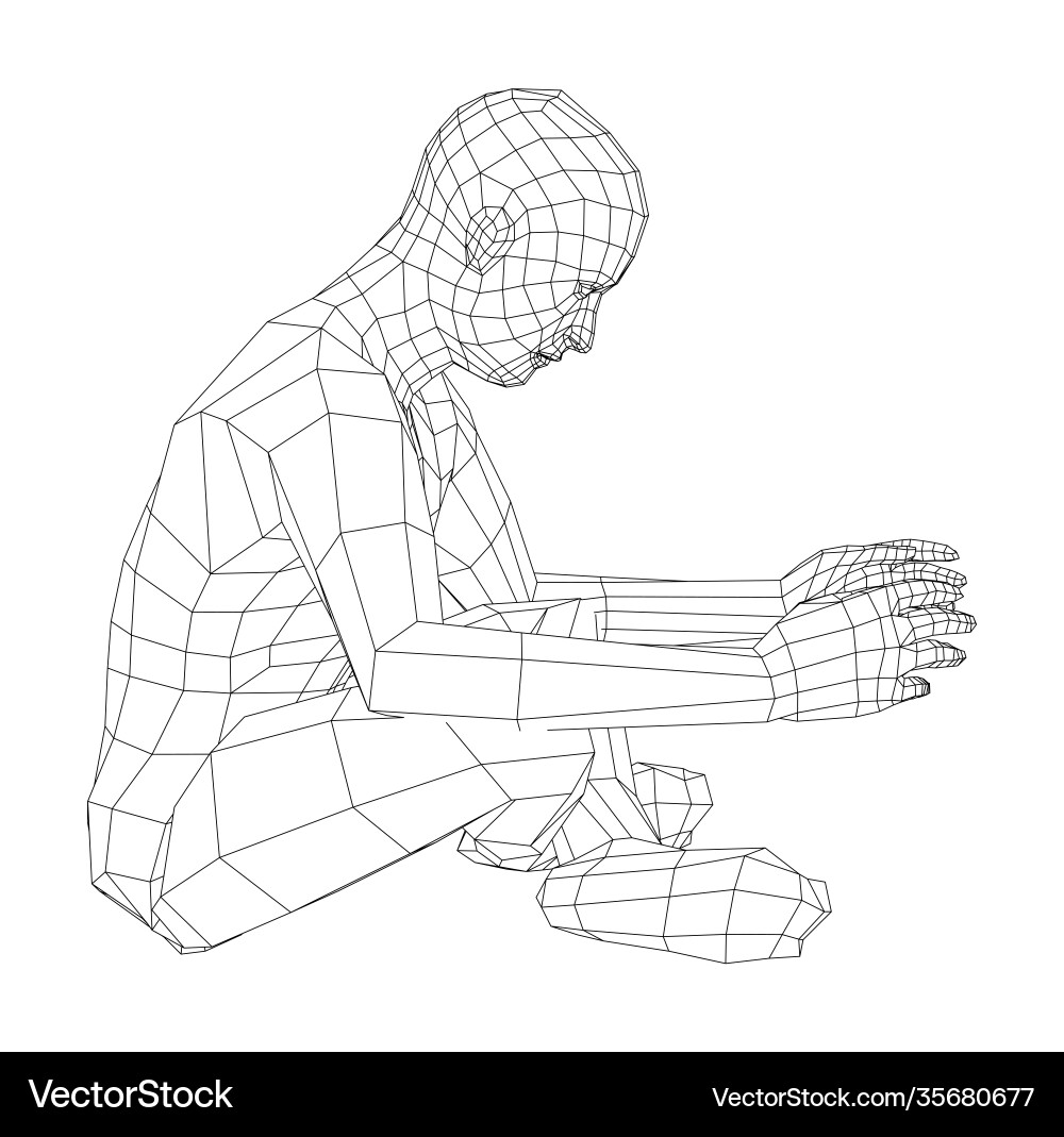 Wireframe man relaxing in lotus position Wireframe man relaxing in lotus position Vector Image
